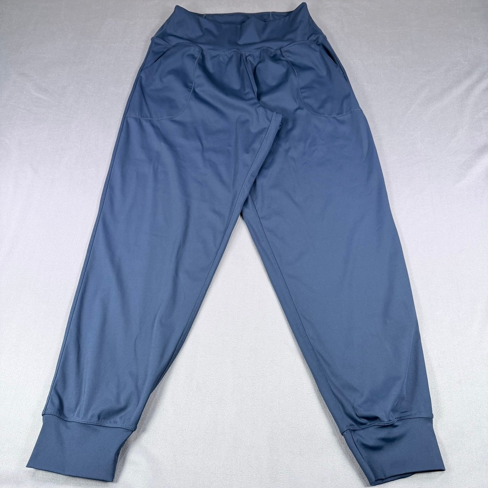 Oalka Joggers Womens Large Blue High Waisted Pockets Athletic Yoga Pants - Picture 3 of 5